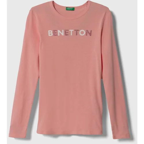 United Colors Of Benetton Otroška dolga majica roza barva