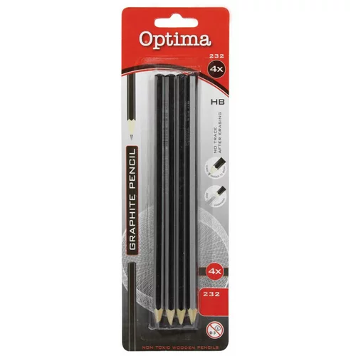 Optima grafitni svinčnik HB, 4 kosi