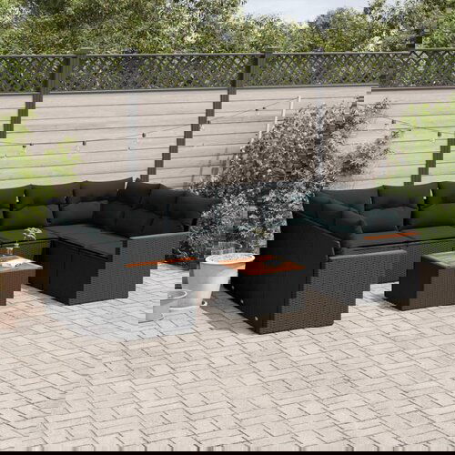 vidaXL 10-dijelni set vrtnih sofa s jastucima crni od poliratana Cijene