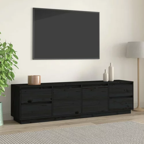 TV ormarić crni 176 x 37 x 47,5 cm od masivne borovine