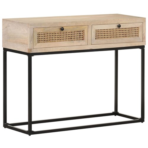 vidaXL Konzolna mizica 100x35x76 cm trden mangov les in naravni trst Cene