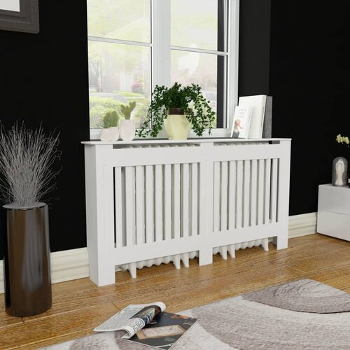 vidaXL Dekorativen Pokrov/Omarica za Radiator 152 cm MDF Bele Barve Cene