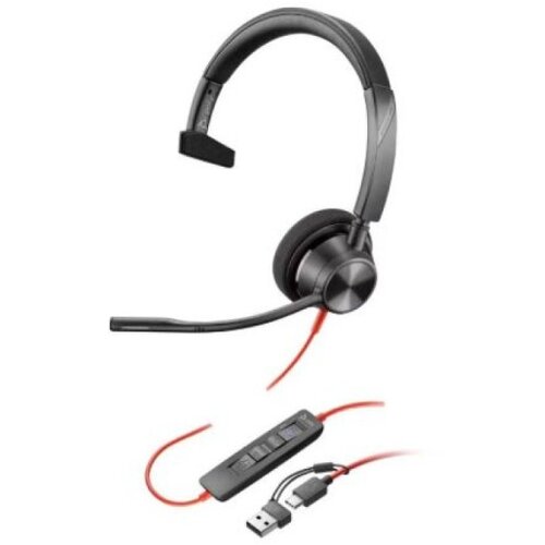 HP Poly Blackwire 3320 mono usb-c + usb c/a adapter crne Slušalice sa mikrofonom Slike
