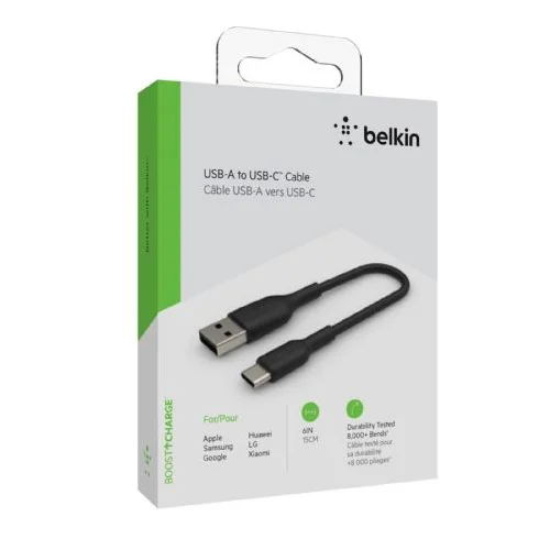 Belkin USB-C/USB-A Cable 15cm PVC, black CAB001bt0MBK