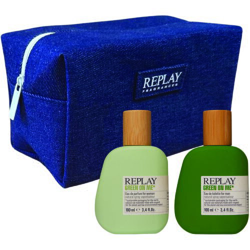 Replay Poklon set Ženski parfem Green on me, EDP, 100 ml + Mu&amp;scaron;ka toaletna voda Green on me, EDT, 100 ml + Neseser, Teksas Slike