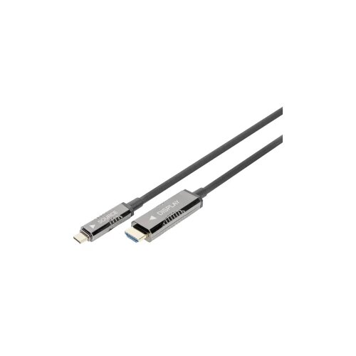 Digitus HDMI/USB-C kabel HDMI-A vtič, USB-C vtič 15 m črna AK-330150-150-S 4K UHD, aluminijasti vtič, prilagodljiv, pletena za&scaron;čita, skupna za&scaron;čita, z, (20519033) Cene