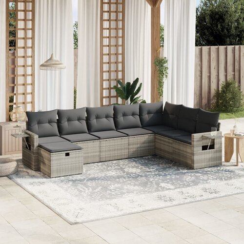 vidaXL 8-dijelni set vrtnih sofa od poliratana s jastucima svjetlosivi Cijene