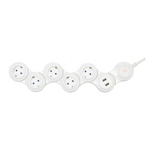  Produžni kabl, podesivi, 5 utičnica, 1.5 mm², 1.4 met, USB - NVH 05K / USB, Bijeli Cijene