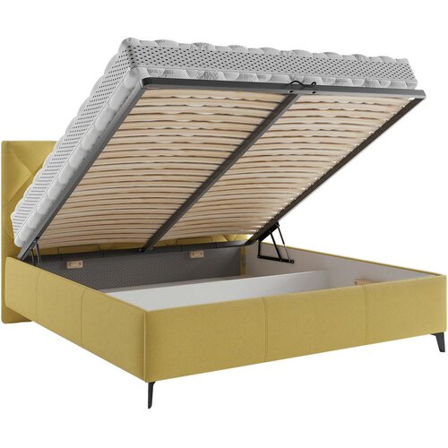Boxxx OBLAZINJENA POSTELJA 140 cm x 200 cm , tekstil gorčično rumena Slike