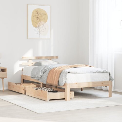 vidaXL Posteljni okvir s predali 75x190 cm trdna borovina Cene
