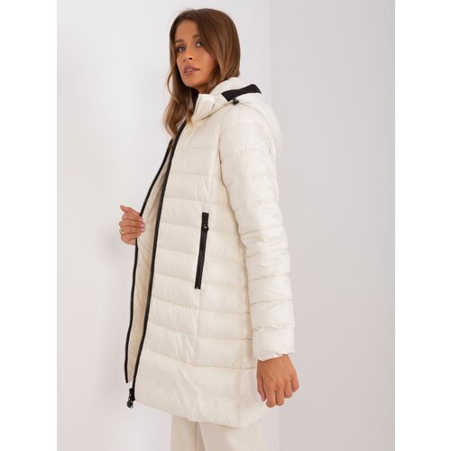 Fashion Hunters Light beige winter jacket with stitching Slike