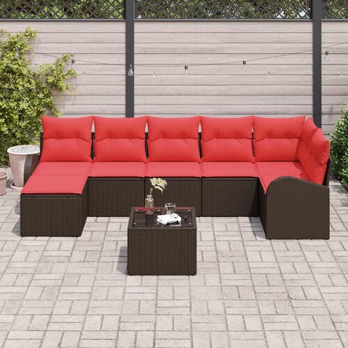  Set sofe 8 kom. Smeđa i crvena poliratan 289 x 124 x 85 cm Slike