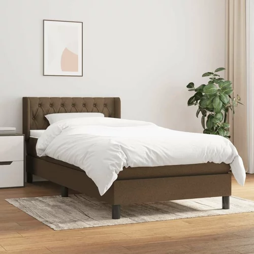  Box spring postelja z vzmetnico temno rjav 90x190 cm blago, (20790238)
