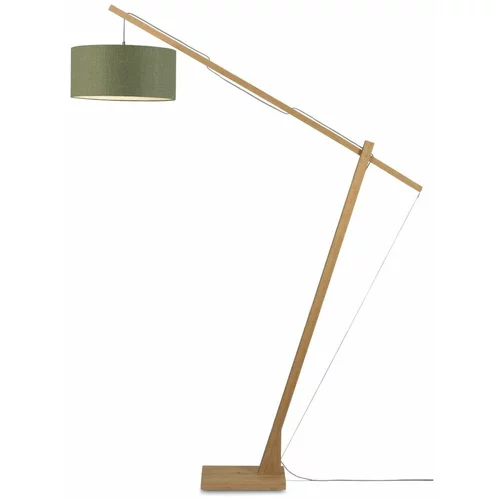 Good&Mojo Podna svjetiljka s tamnozelenim sjenilom i Good & Mojo Montblanc konstrukcijom od bambusa