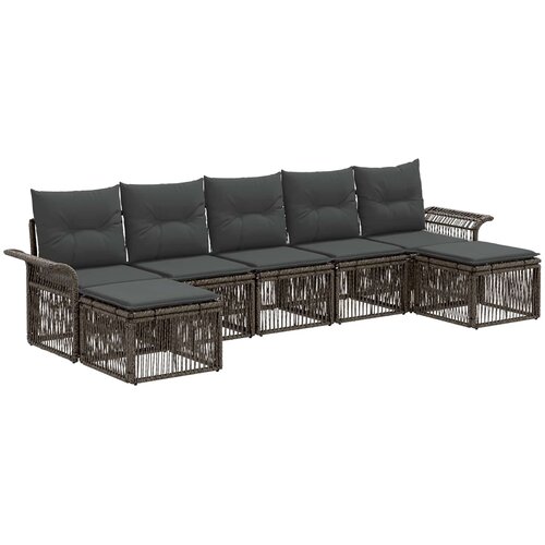 vidaXL Vrtna sedežna garnitura 7 pcs Siva poli ratan, (5000271084) Cene