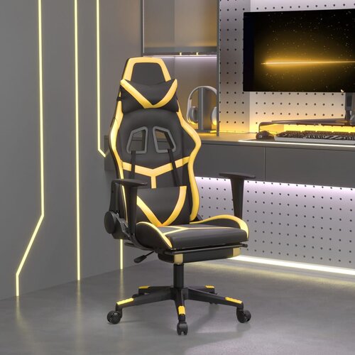 The Living Store Masažni igralni stol z oporo za noge črno in zlato umetno usnje - Gaming Stol, (21426585) Slike