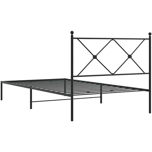  Metalni okvir za krevet s uzglavljem crni 100x190 cm Slike