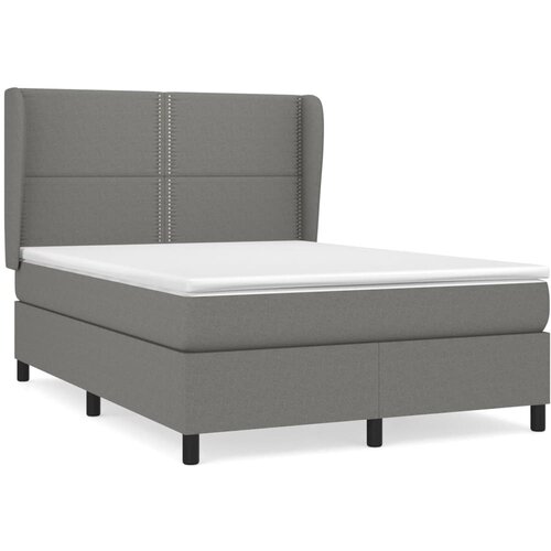 VidaXL Box spring postelja z vzmetnico temno siva 140x200 cm blago, (20723529) Slike