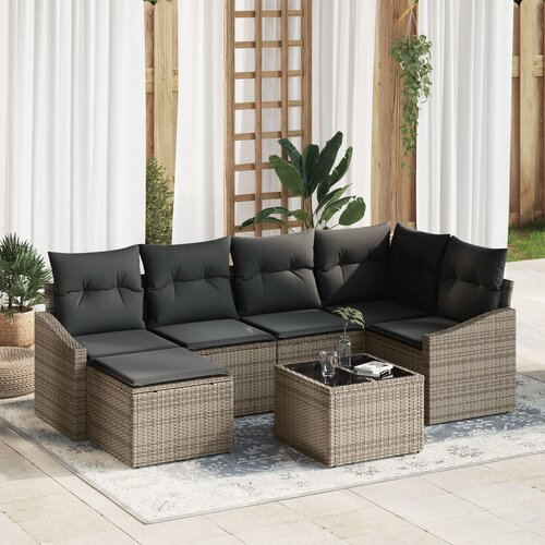 VidaXL set od 6 komada ba&amp;scaron;tenske sofe s jastučićima crni poly ratan Slike