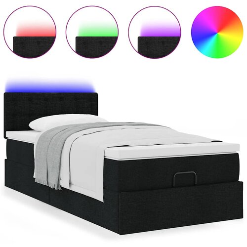 vidaXL Otomanski posteljni okvir z vzmetnico črn 90x190 cm blago, (21610165) Cene