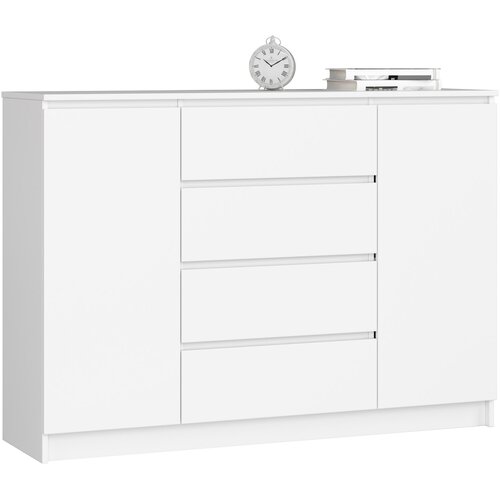 AKORD Komoda, 2 Vrata In 4 Predali, Bela, (5000332272) Cene