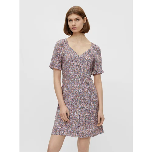 Pieces Purple Floral Dress with Tie Timberly - Women