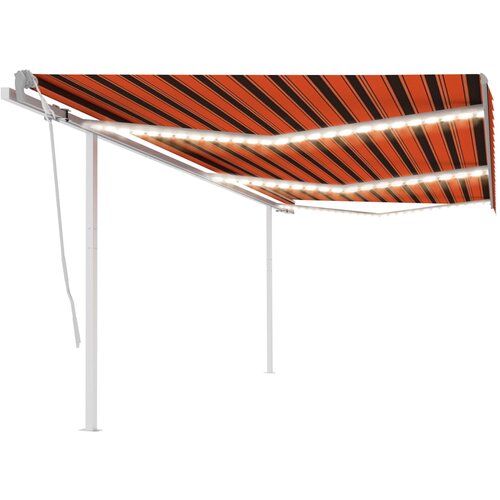 VidaXL Ročno zložljiva tenda z LED lučkami 6x3 m oranžna in rjava Slike
