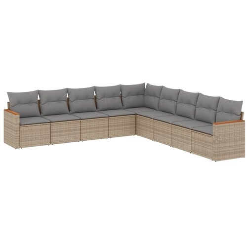  9-dijelni set vrtnih sofa s jastucima bež od poliratana 62 x 62 x 69 cm Slike