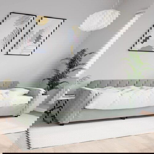 VidaXL Dnevna postelja z vzmetnico svetlo siva 100x200 cm žamet Slike