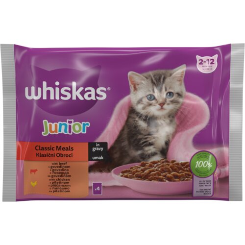 Whiskas Kitten klasični izbor govedina/piletina 4 x 85 g Cijene
