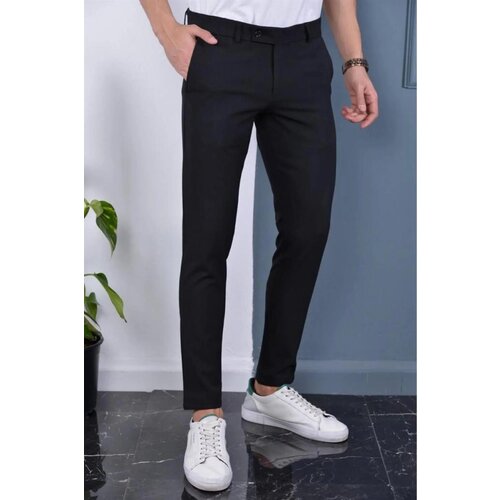 Dewberry 189762 Slim Fit Mens Trousers-BLACK Slike