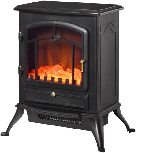 HOMCOM Talni električni kamin z učinkom plamena moči 1000W /2000W iz ABS in stekla 45 × 28 × 54cm črn, (20752713) Cene