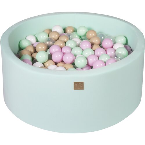 MeowBaby Bazen z žogicami, 90x40 cm s 300 žogicami, bombaž, mint: pastelno roza/prozoren/bež/bel/mint, (21295049) Cene