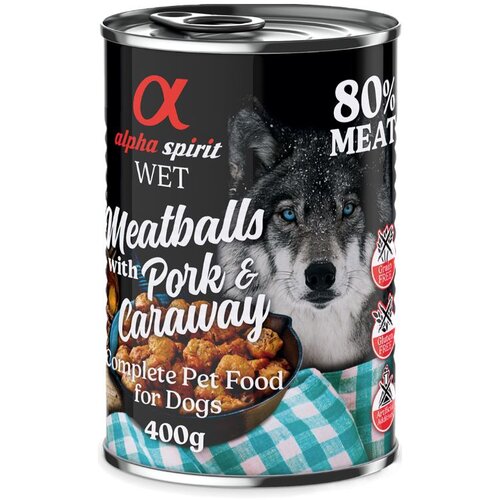 Alpha Spirit Dog Meatballs 6 x 400 g - svinjina in kumina Slike