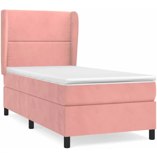 vidaXL Box spring postelja z vzmetnico roza 80x200 cm žamet, (20894007)