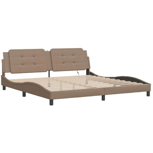  Okvir kreveta LED boja cappuccina 200 x 200 cm umjetna koža Slike