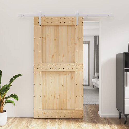 vidaXL Drsna vrata s kompletom vodil 100x210 cm trdna borovina Cene