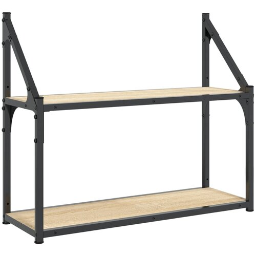 Maison Chic Stenska polica - Viseča Polica 2-nadstropna sonoma hrast 60x21x51 cm inž. les, (21793287) Slike