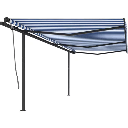  Automatska tenda na uvlačenje sa stupovima 6 x 3 m plavo-bijela