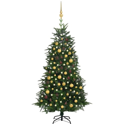  Umjetno božićno drvce LED s kuglicama zeleno 180 cm PVC i PE Slike