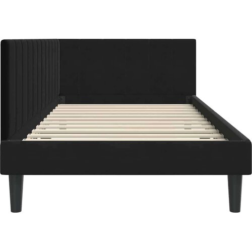 VidaXL Kutni okvir kreveta s uzglavljem Crna 90 x 190 cm Bar&amp;scaron;un Slike