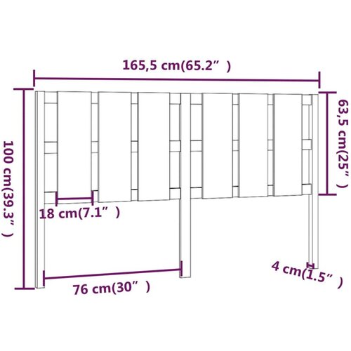  Uzglavlje za krevet crno 165 5 x 4 x 100 cm od masivne borovine Slike