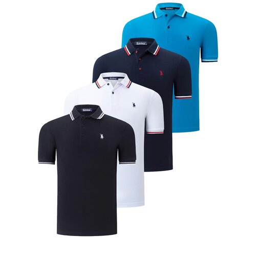 Dewberry QUAD SET T8594 MENS T-SHIRT-BLACK-WHITE-NAVY-DARK BLUE Cene