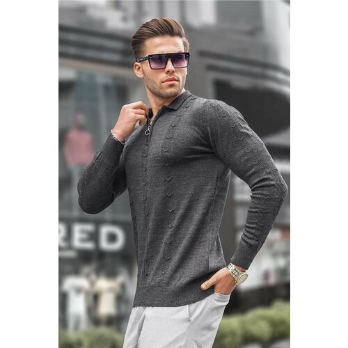 Madmext Sweater - Gray - Slim fit Cene