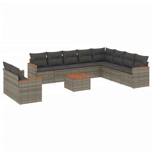 Maison Chic Seti vrtnega pohištva - Vrtna garnitura - Vrtni pohištvo set 11-delna z blazinami siv poli ratan, (21810024) Cene