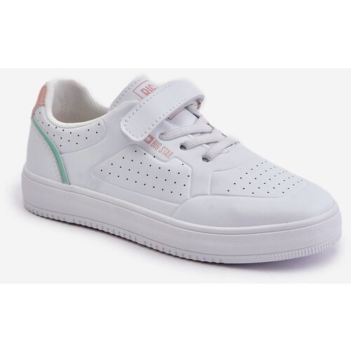 Big Star Children's sneakers made of eco-leather with Velcro white Cene