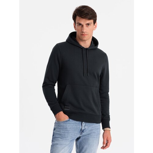 Ombre Men&amp;#039;s BASIC cotton kangaroo hooded sweatshirt - black Slike