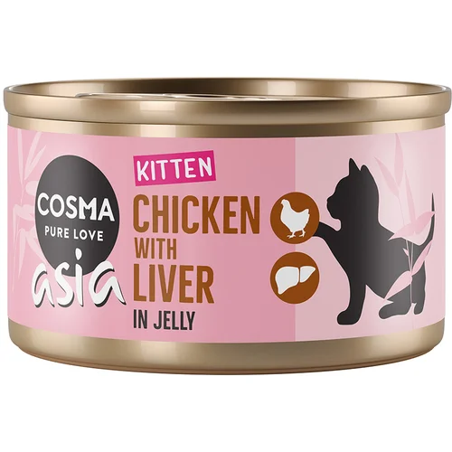 Cosma Varčno pakiranje Asia Kitten v želeju 12 x 85 g Piščanec s piščančjimi jetri