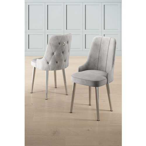 Hanah home Newa - Grey, Chrome GreyChrome Chair Set (6 Pieces) Cene