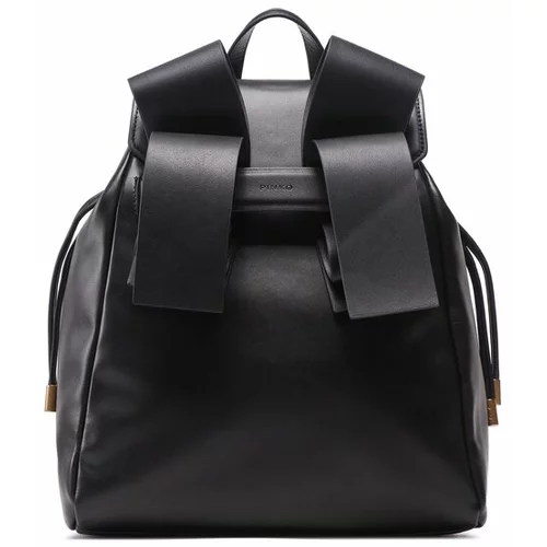 Pinko Kožni ruksak za žene, boja: crna, veliki, jednobojni model